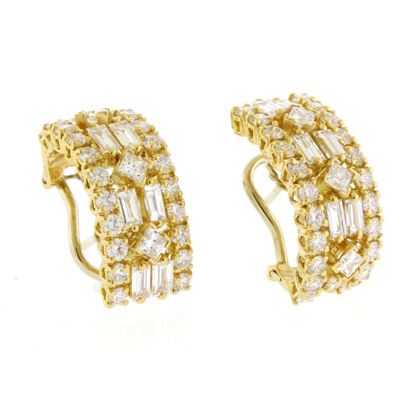 Diamond Wide Gold Hoop Earrings