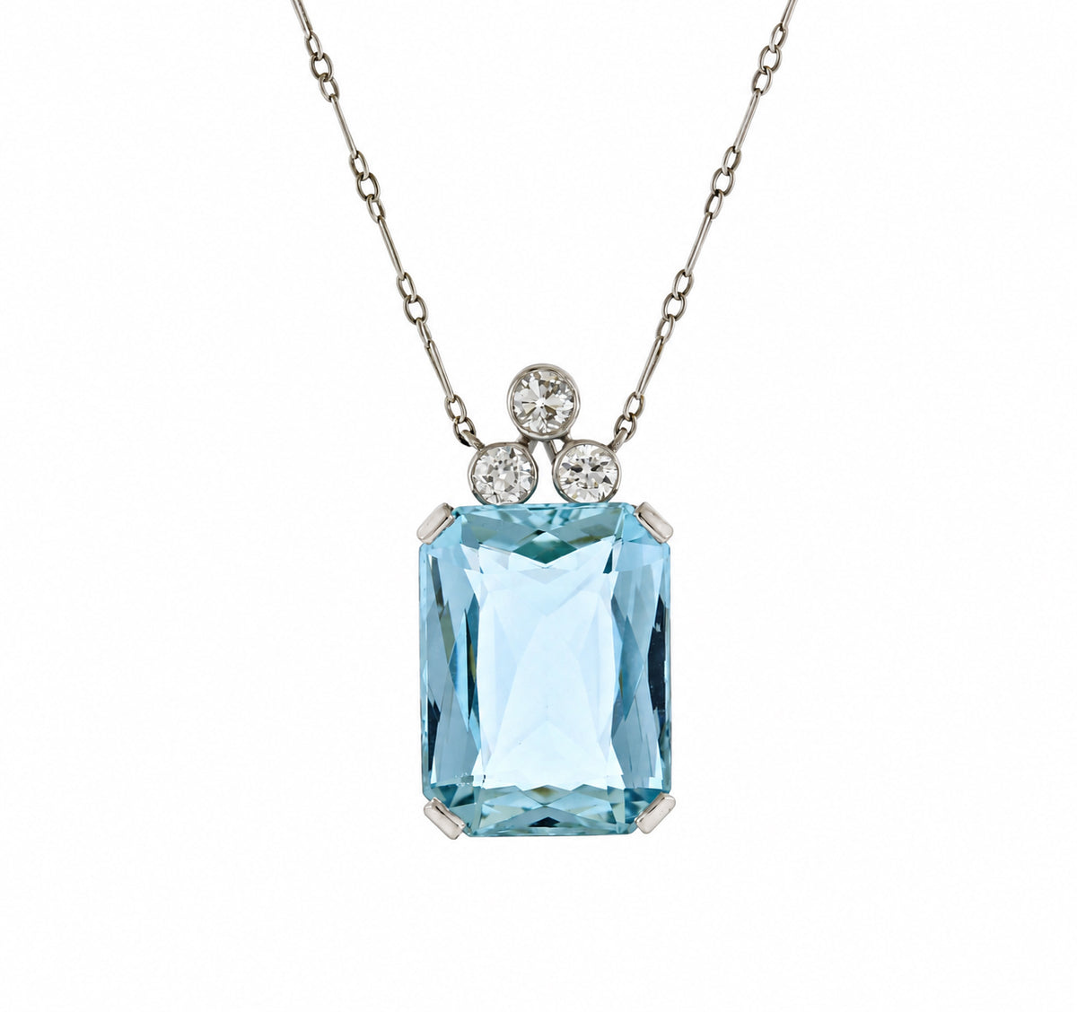 Aquamarine and Diamond Pendent Necklace