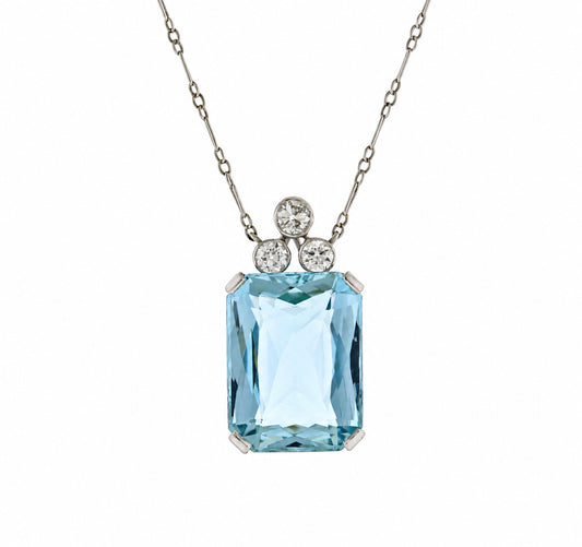 Aquamarine and Diamond Pendent Necklace