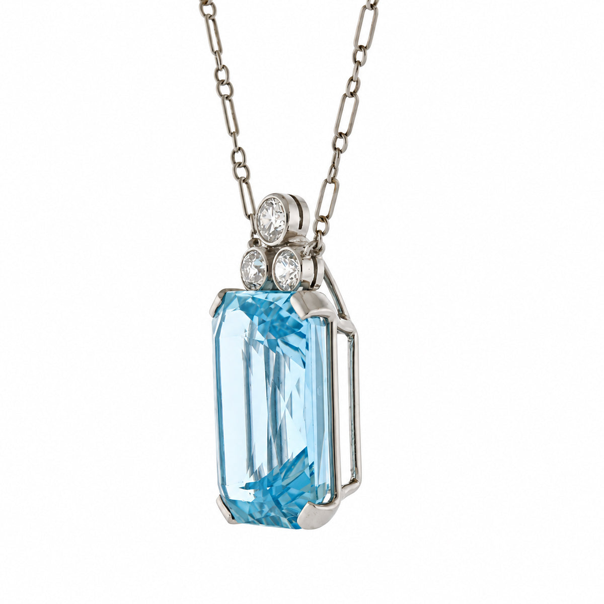 Aquamarine and Diamond Pendent Necklace