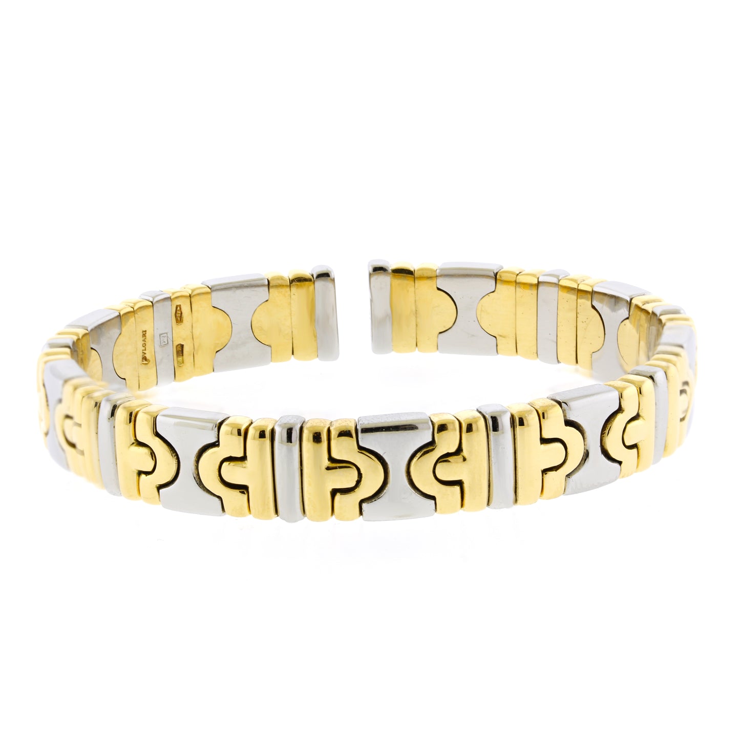 Bvlgari  18K Yellow Gold Stainless Steel Vintage Parentesi Cuff Bracelet