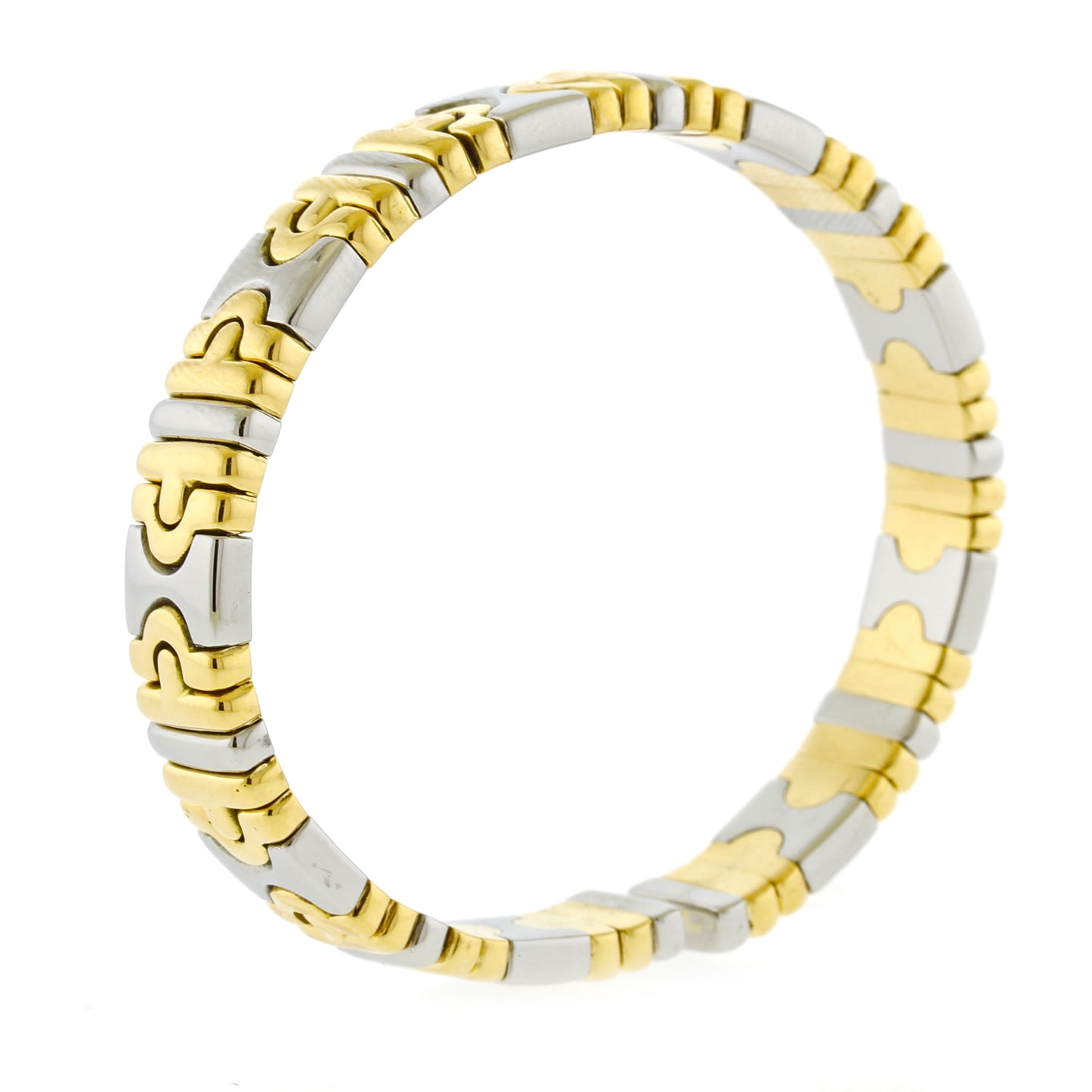 Bvlgari  18K Yellow Gold Stainless Steel Vintage Parentesi Cuff Bracelet