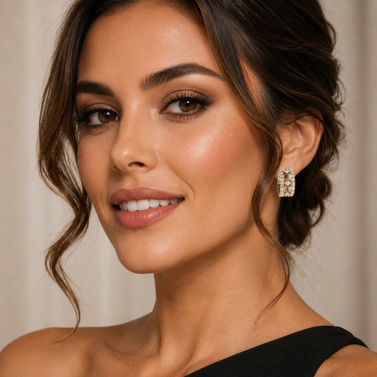 Diamond Wide Gold Hoop Earrings