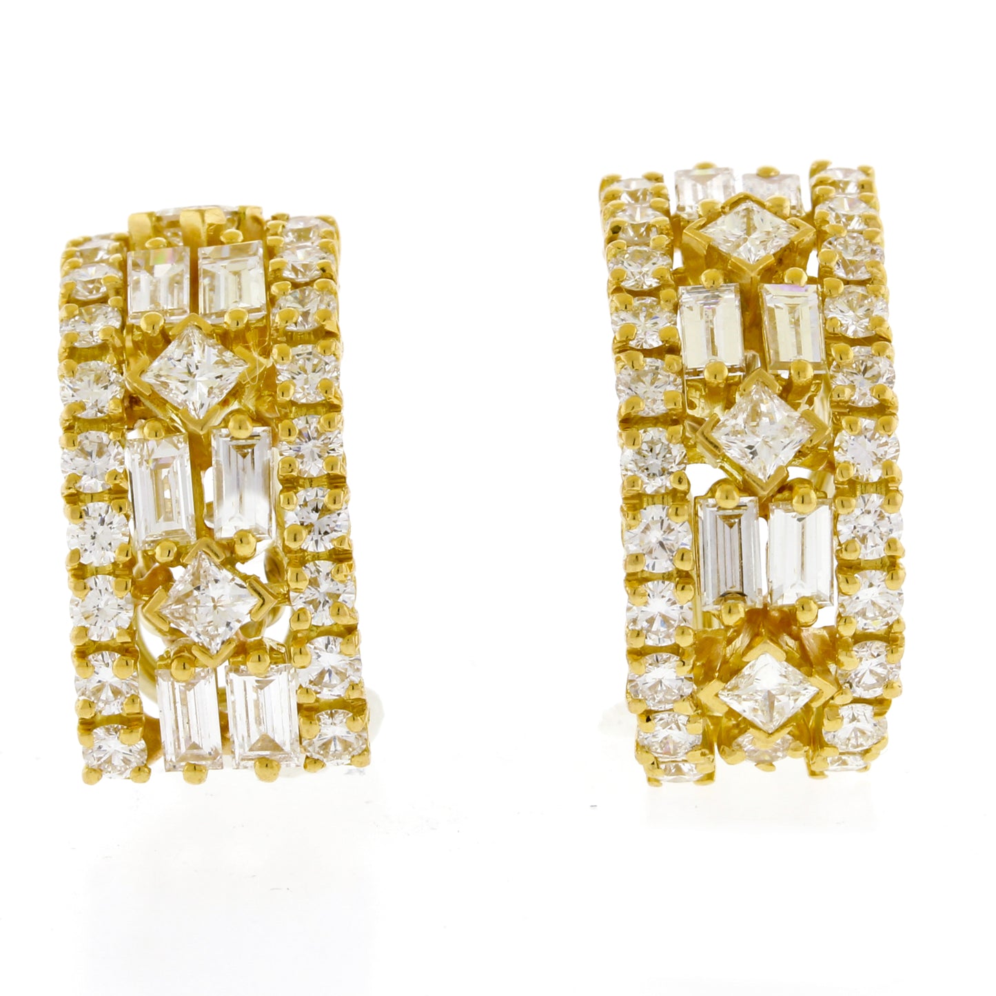 Diamond Wide Gold Hoop Earrings