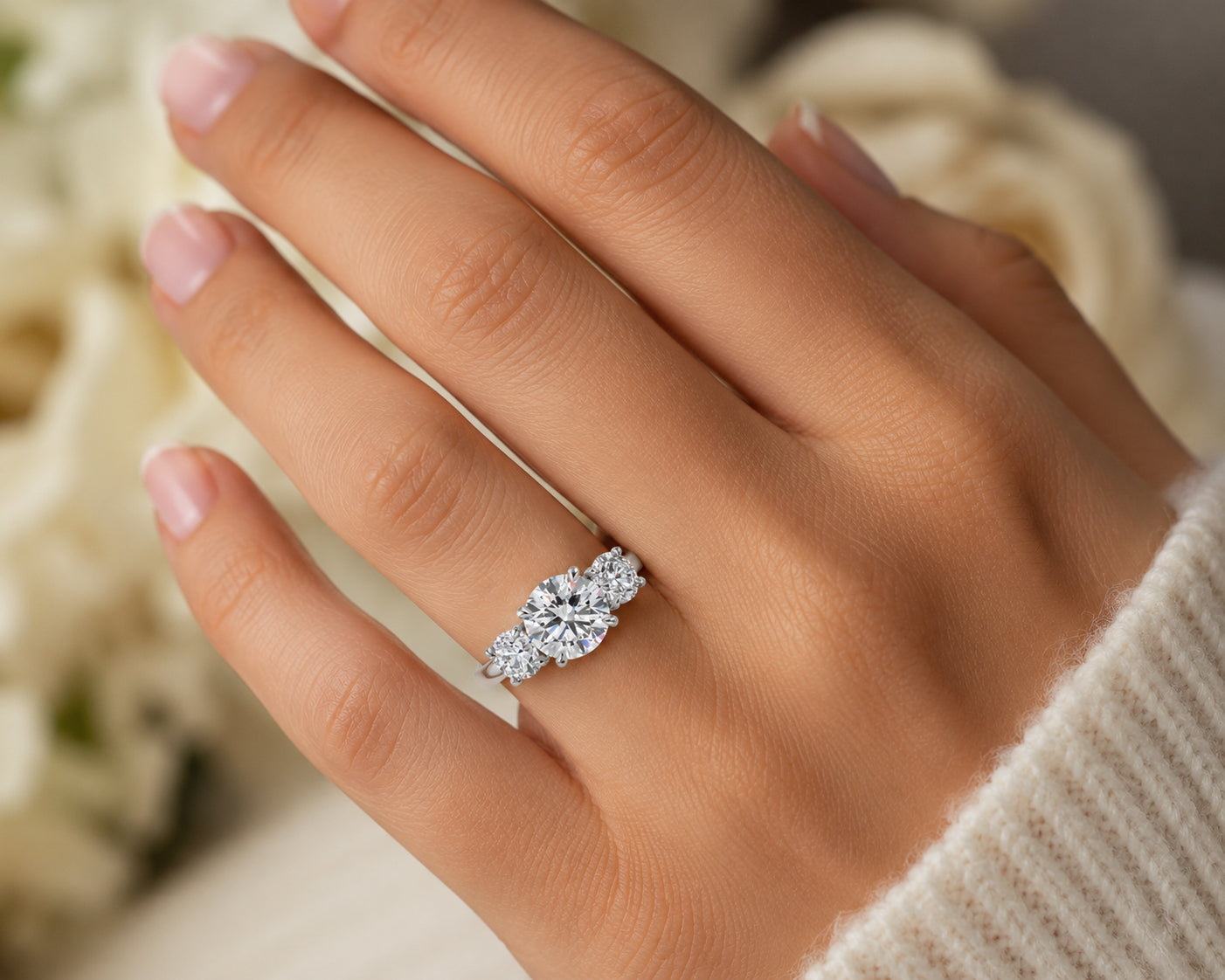 Three Stone Diamond Ring, Five Carat Total, by Pampillonia